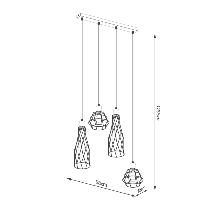 Hanglamp SUBA 4L zwart