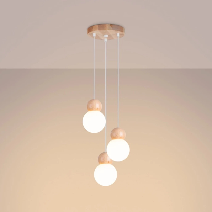 Hanglamp PEKKA 3P wit/natuurlijk hout