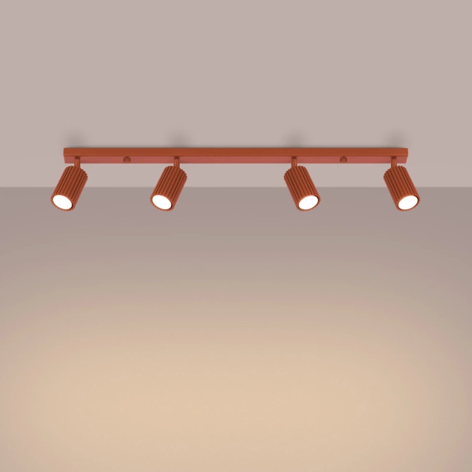 Plafondlamp KARBON 4L rood oker
