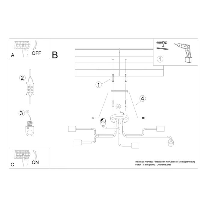 Kroonluchter VECTOR 6 wit