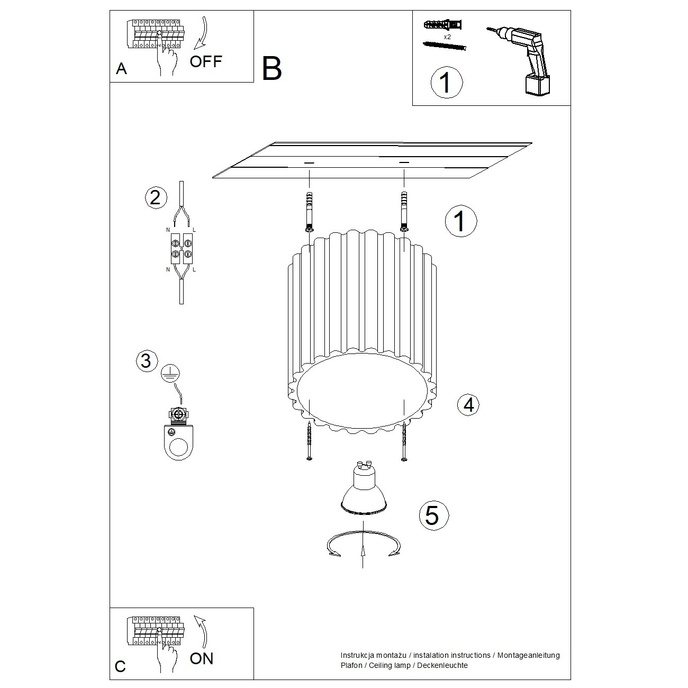 Plafondlamp AURA 1 wit GU10