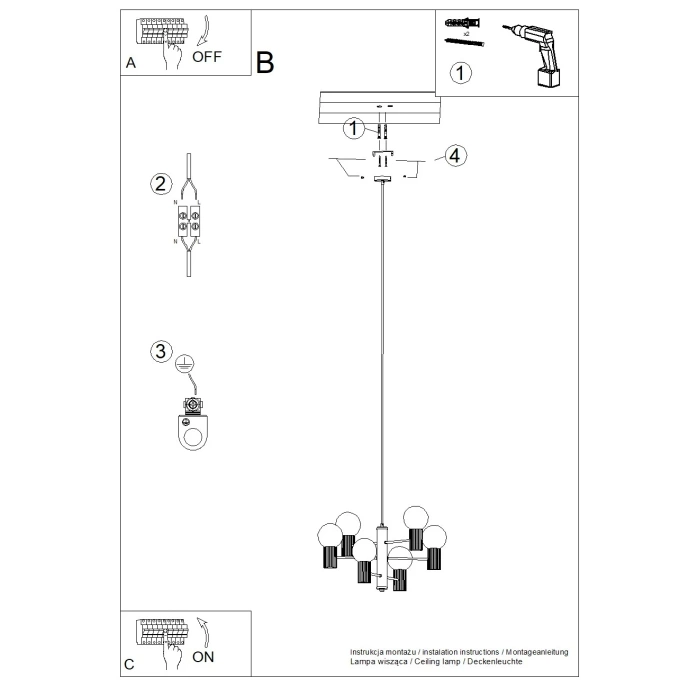 Kroonluchter HALO 6 bordeauxrood