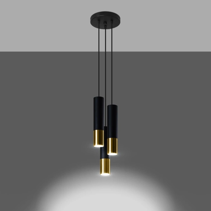 Hanglamp LOOPEZ 3P zwart/goud