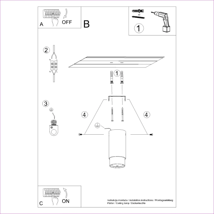 Plafondlamp NERO 12,5 zwart/chroom
