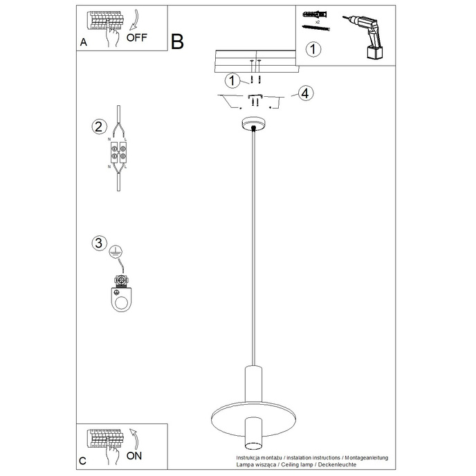 Hanglamp PELTA 1 zwart/geel
