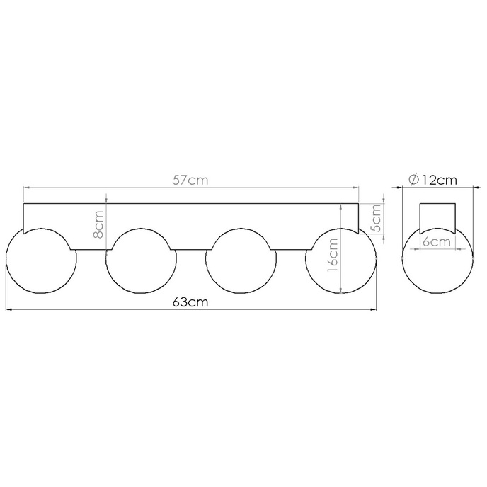 Plafondlamp BULBO 4 natuurlijk hout