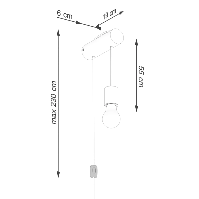 Wandlamp NIMBI E27 met schakelaar