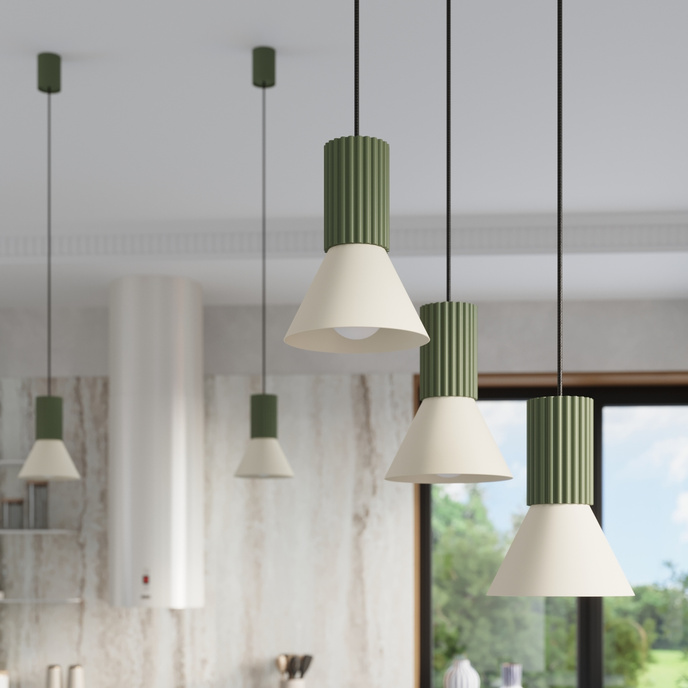 Hanglamp ESTRIA 1 beige/olijfgroen