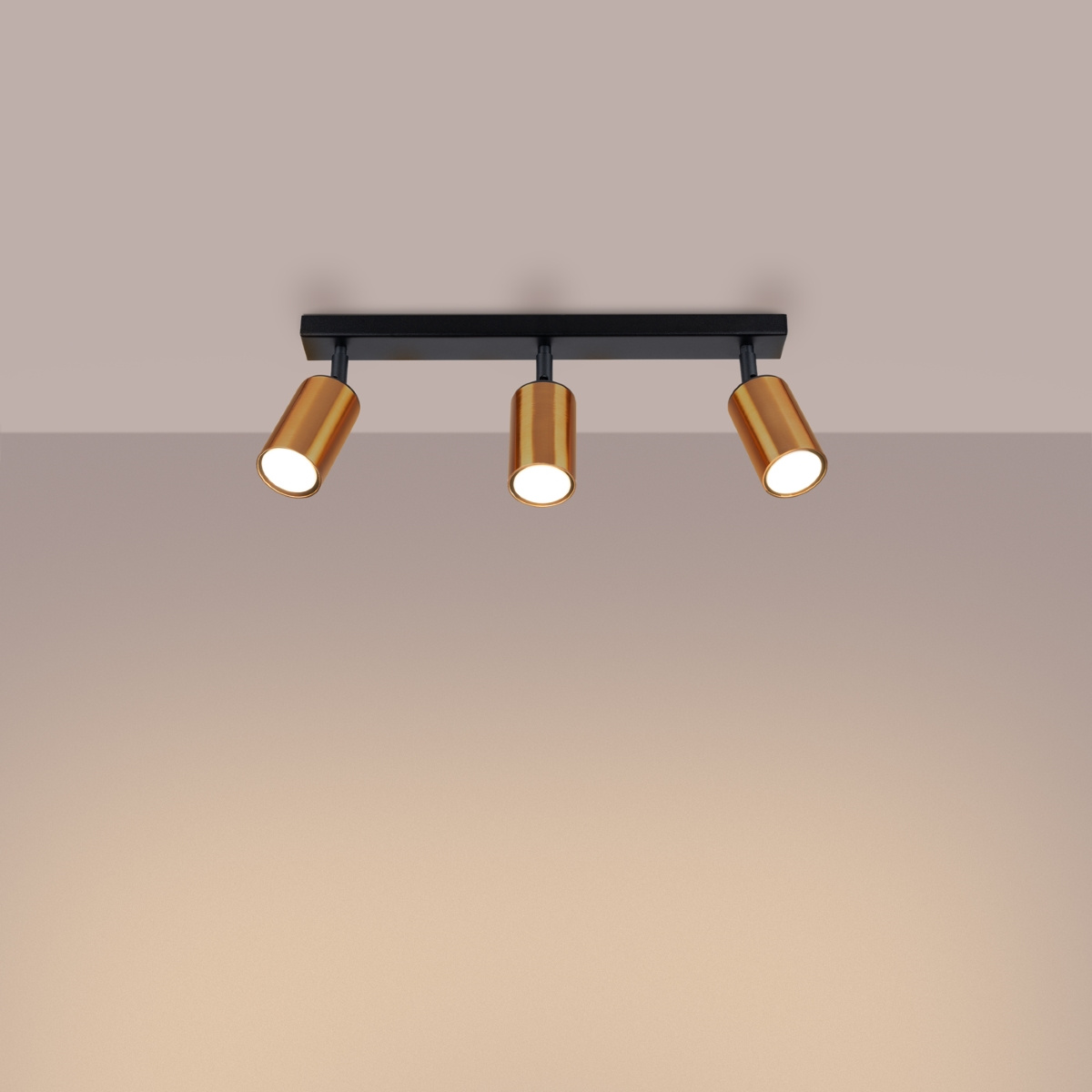 Plafondlamp WINX 3 zwart/cooper