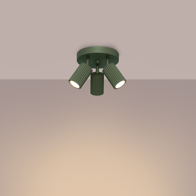 Plafondlamp KARBON 3P olijfgroen