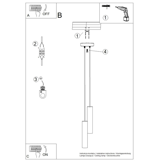 Hanglamp LAGOS 2P zwart