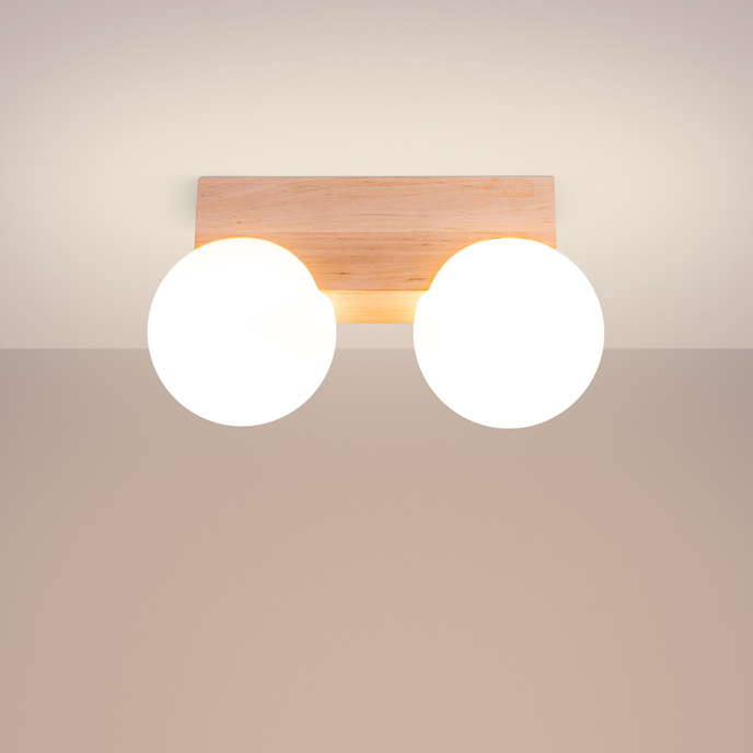 Plafondlamp BULBO 2 naturel hout