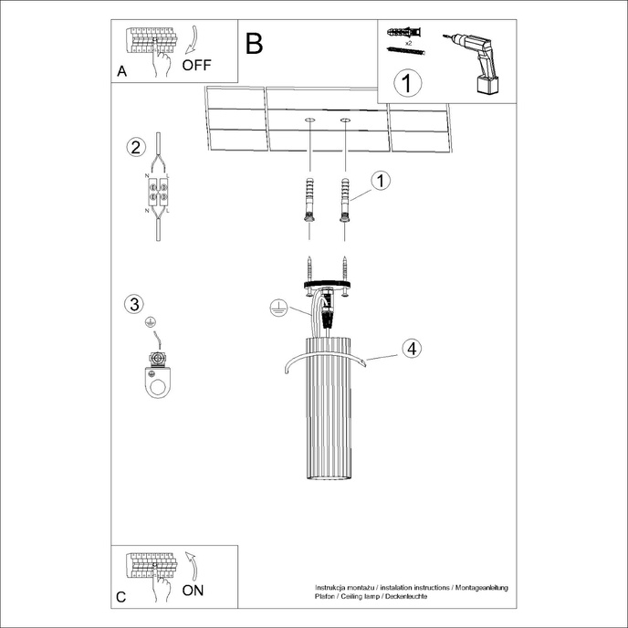 Plafondlamp KARBON 20 rood oker