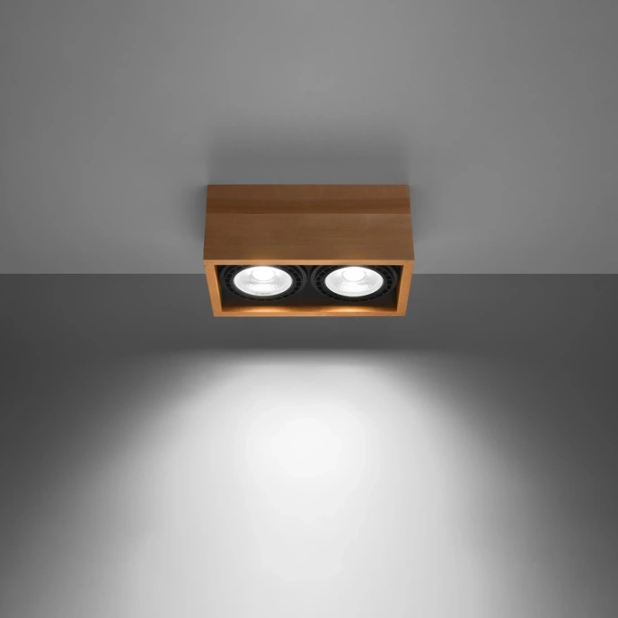 Plafondlamp QUATRO 2 naturel hout