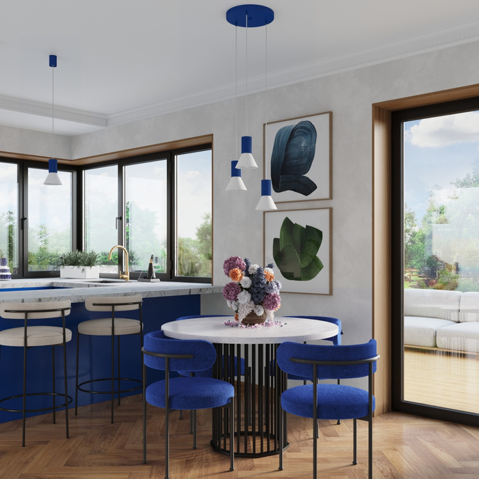 Hanglamp ESTRIA 1 wit/ultramarijn