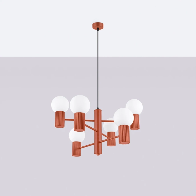 Kroonluchter HALO 6 rood ochra