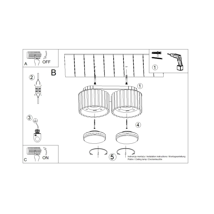 Plafondlamp AURA 2 mokka Gx53