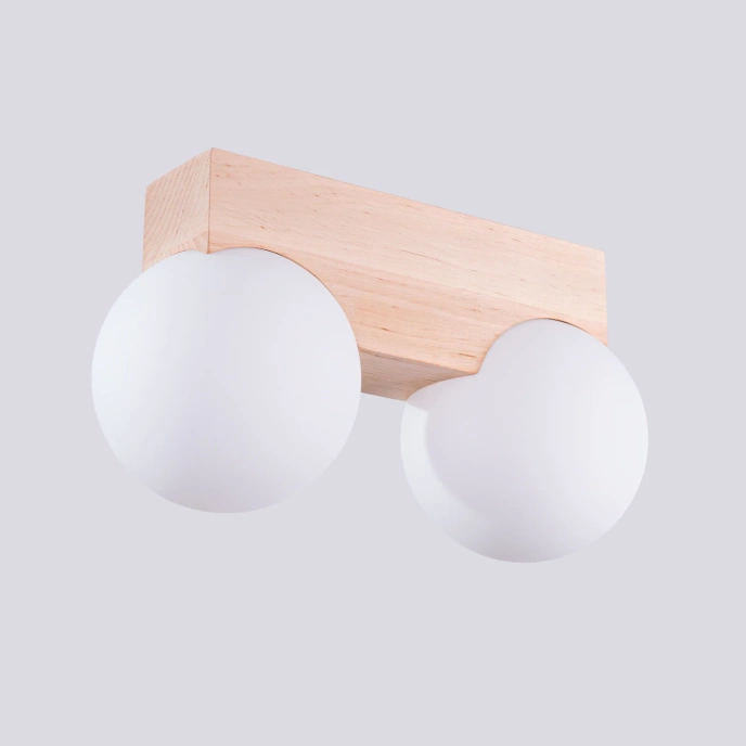 Plafondlamp BULBO 2 naturel hout