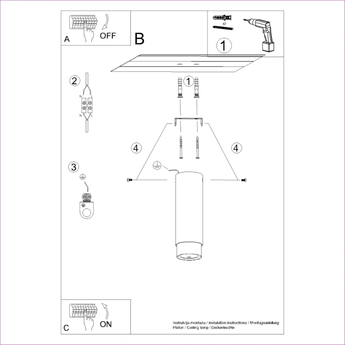 Plafondlamp NERO 22,5 zwart/chroom