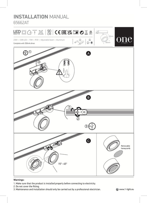 GLIM zwarte LED 3000K 15W 1500lm