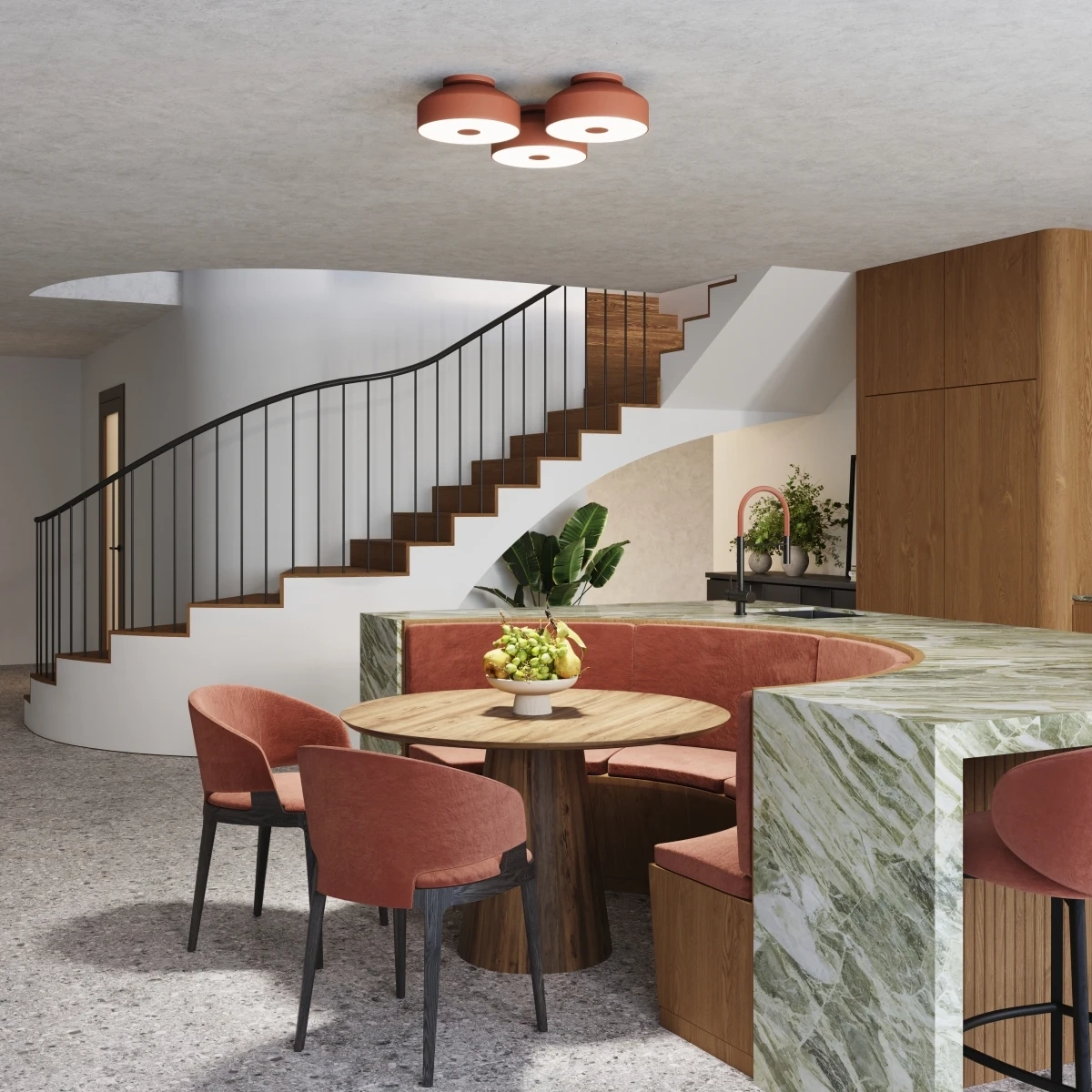 Plafondlamp OMIQ rood oker