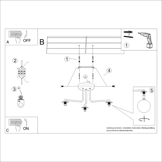 Kroonluchter ASTRAL 3 wit