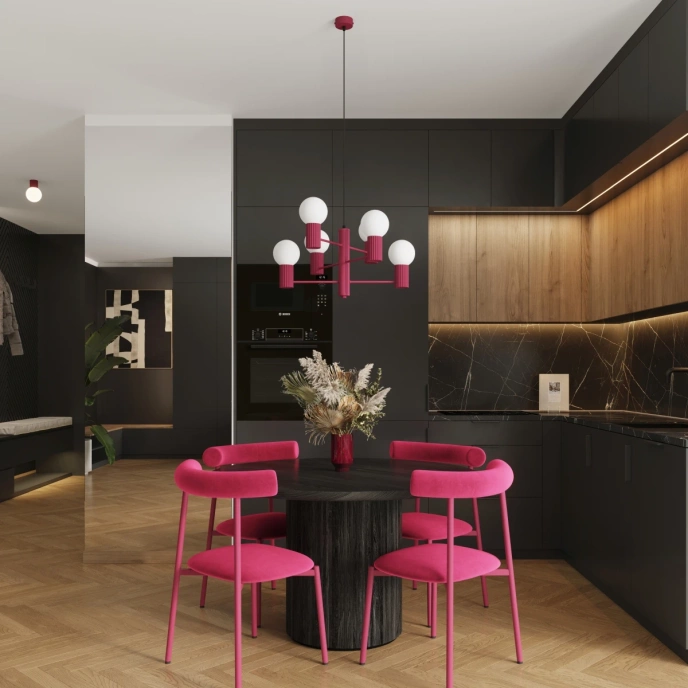 Kroonluchter HALO 6 bordeauxrood