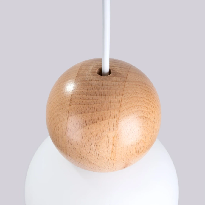 Hanglamp PEKKA 1 wit/natuurlijk hout