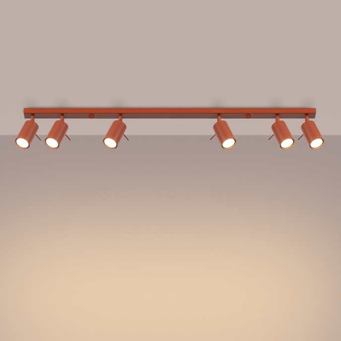 Plafondlamp RING 6L rood ochra