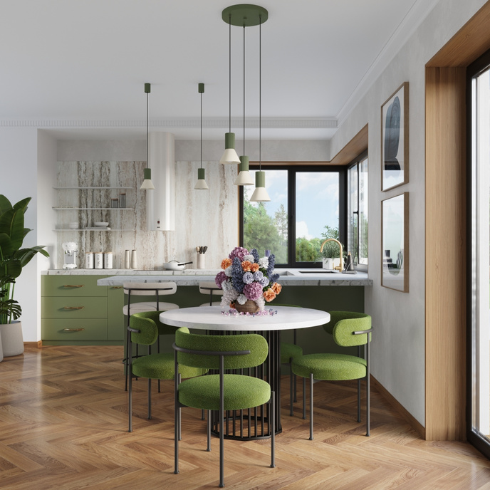 Hanglamp ESTRIA 1 beige/olijfgroen