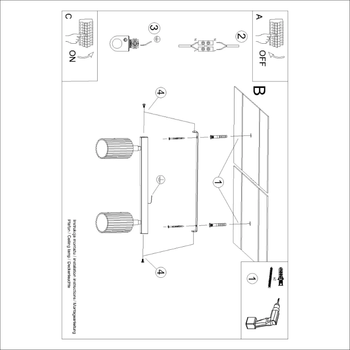 Plafondlamp KARBON 2 zwart