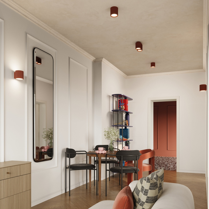 Wandlamp AURA rood ochra G9