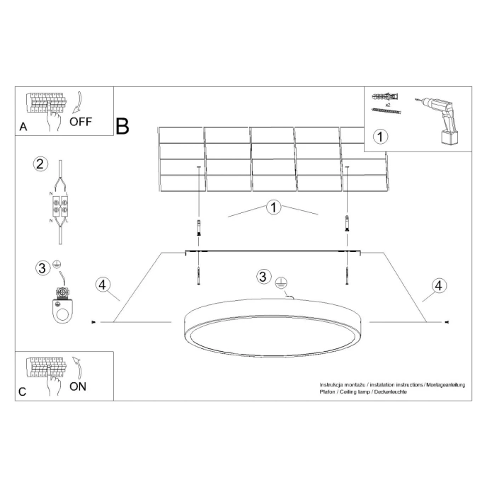 Plafondlamp ONYX 30 zwart LED 3000K