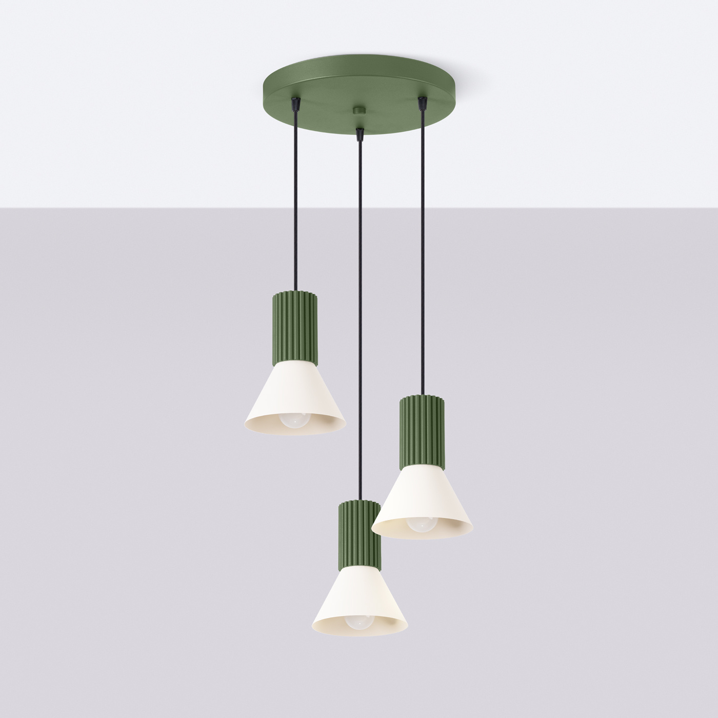 Hanglamp ESTRIA 3P beige/olijfgroen