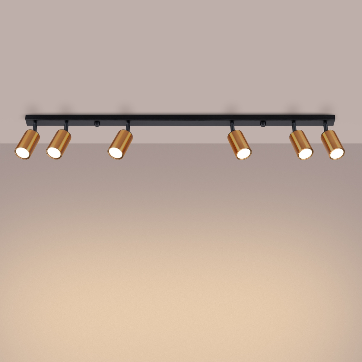 Plafondlamp WINX 6L zwart/cooper