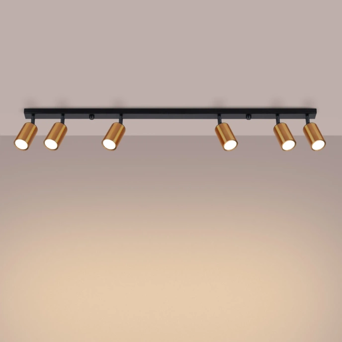 Plafondlamp WINX 6L zwart/cooper