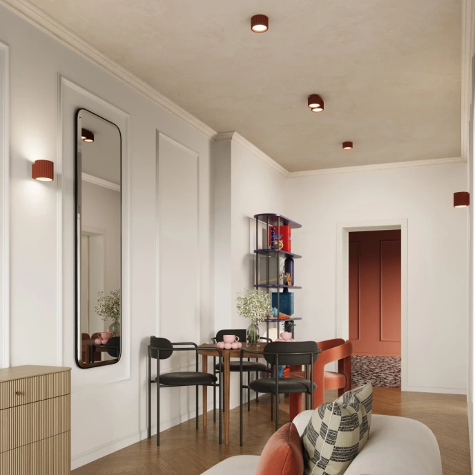 Plafondlamp AURA 1 rood ochra Gx53