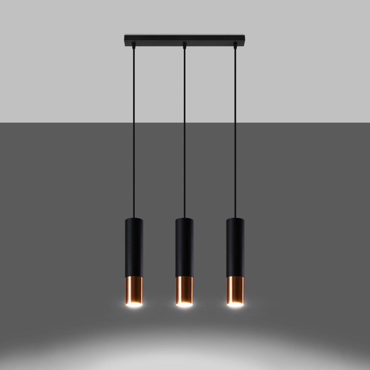 Hanglamp LOOPEZ 3L zwart/koper