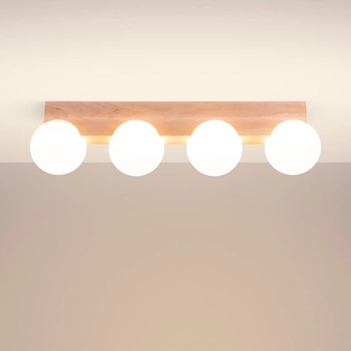 Plafondlamp BULBO 4 natuurlijk hout