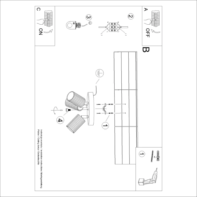 Plafondlamp KARBON 3P zwart