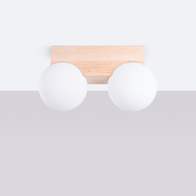 Plafondlamp BULBO 2 naturel hout