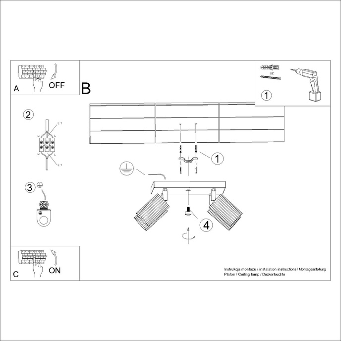 Plafondlamp KARBON 3L taupe