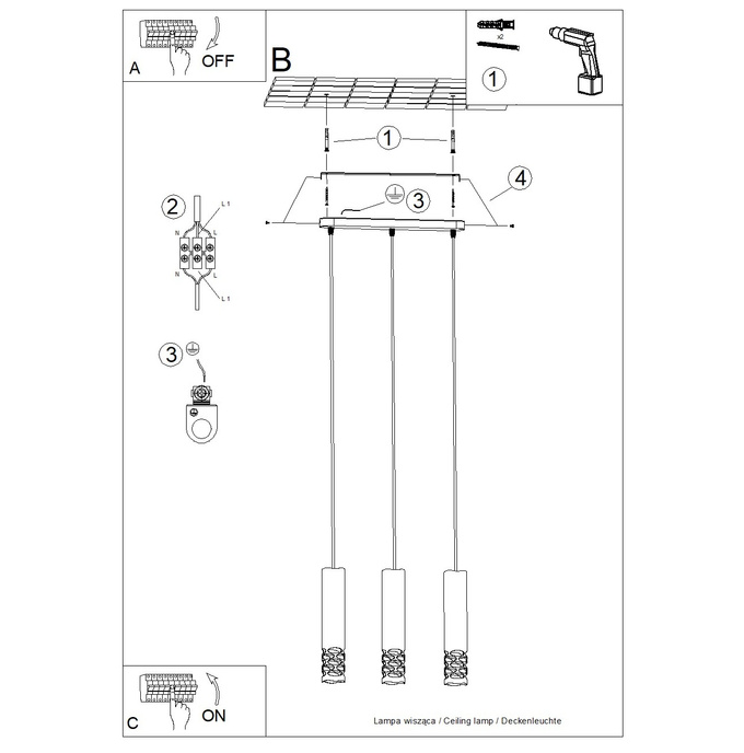 Hanglamp LIRO 3L wit