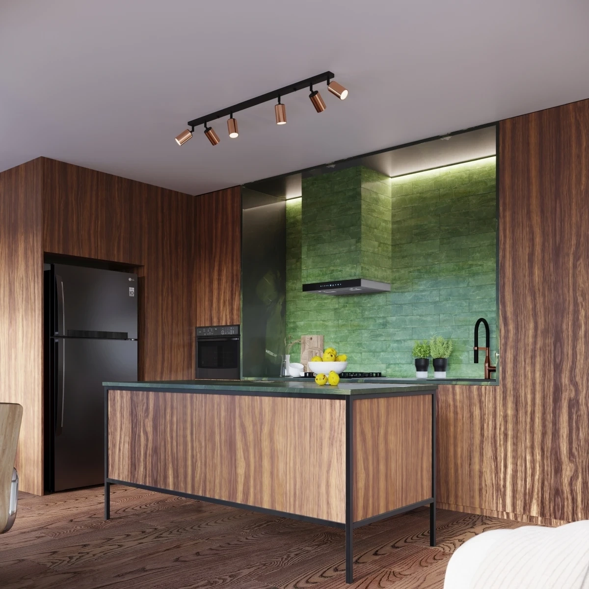 Plafondlamp WINX 4L zwart/cooper