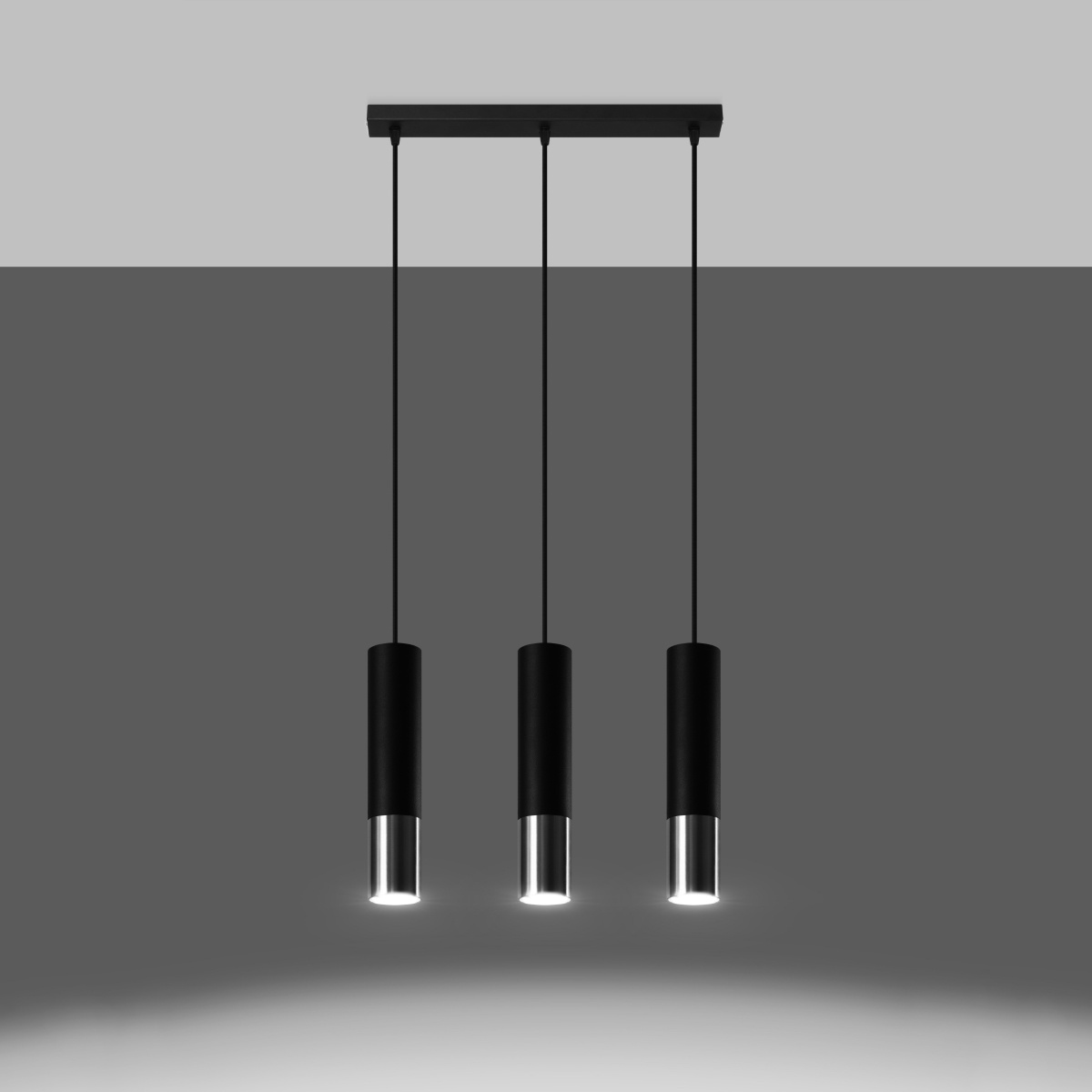 Hanglamp LOOPEZ 3L zwart/chroom