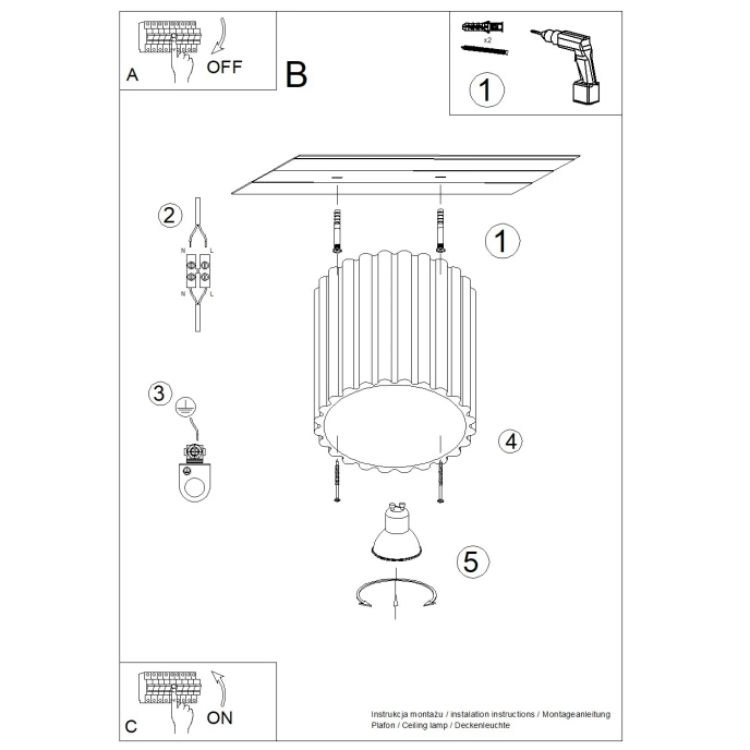 Plafondlamp AURA 1 bordeaux GU10
