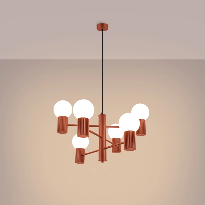 Kroonluchter HALO 6 rood ochra