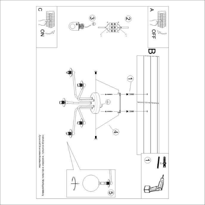 Kroonluchter ASTRAL 5 wit