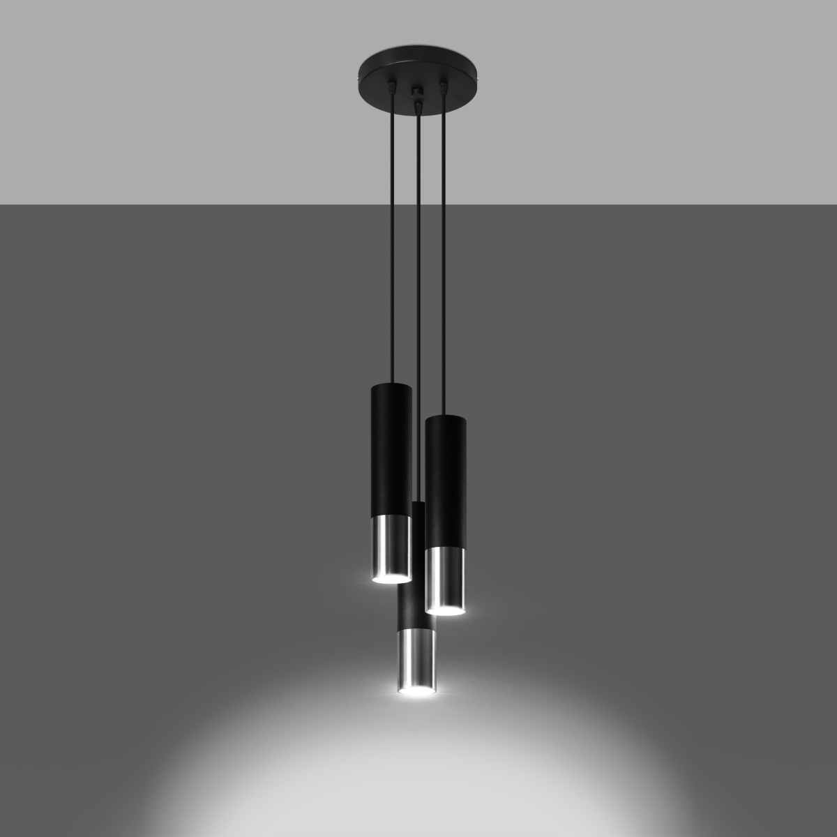 Hanglamp LOOPEZ 3P zwart/chroom