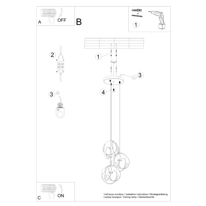 Hanglamp TULOS 3P zwart